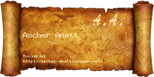 Ascher Anett névjegykártya